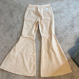 Flared Tan velvet pale peach  Pants sz29 NWT